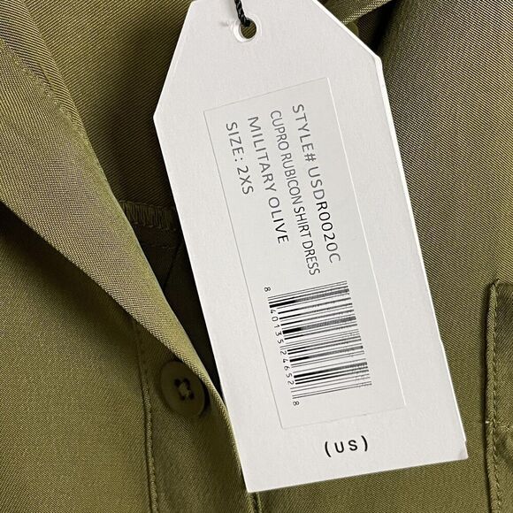 NWT‎ Universal Standard Women's Cupro Rubicon Shirt Dress in Military Olive 2XS - Picture 4 of 6